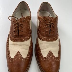 Cole Haan Air Colton Spectator Dress Shoes Wingtip Brown White Sz 9.5 -USED